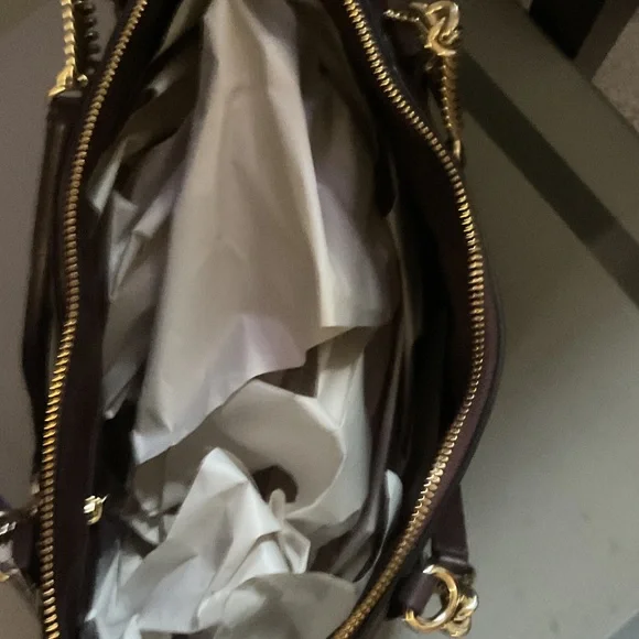 Coach Pebble Leather Tote with Gold Chains in Oxblood - Picture 9 of 13